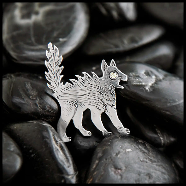 Sterling Silver Scaredy Cat Pendant set with a light colored Citrine for its eye.