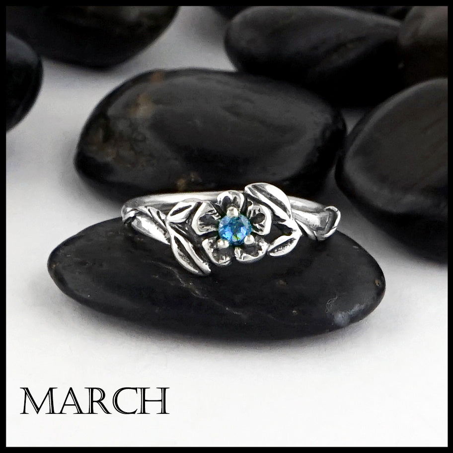 March Birthstone flower ring