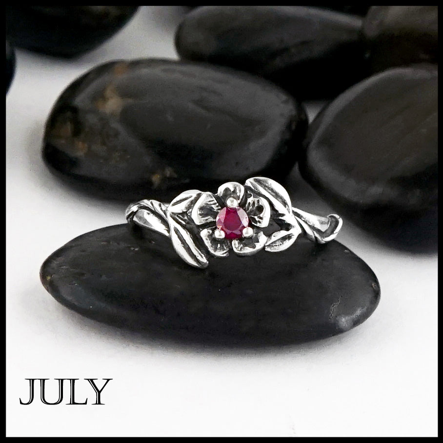 July Birthstone flower ring