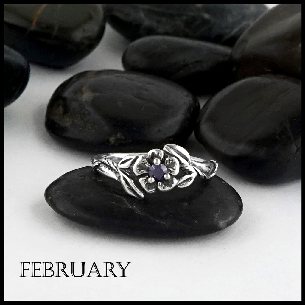 February Birthstone flower ring