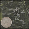 Dainty Celtic heart necklace in Sterling Silver measures 1/2" by 7/16"