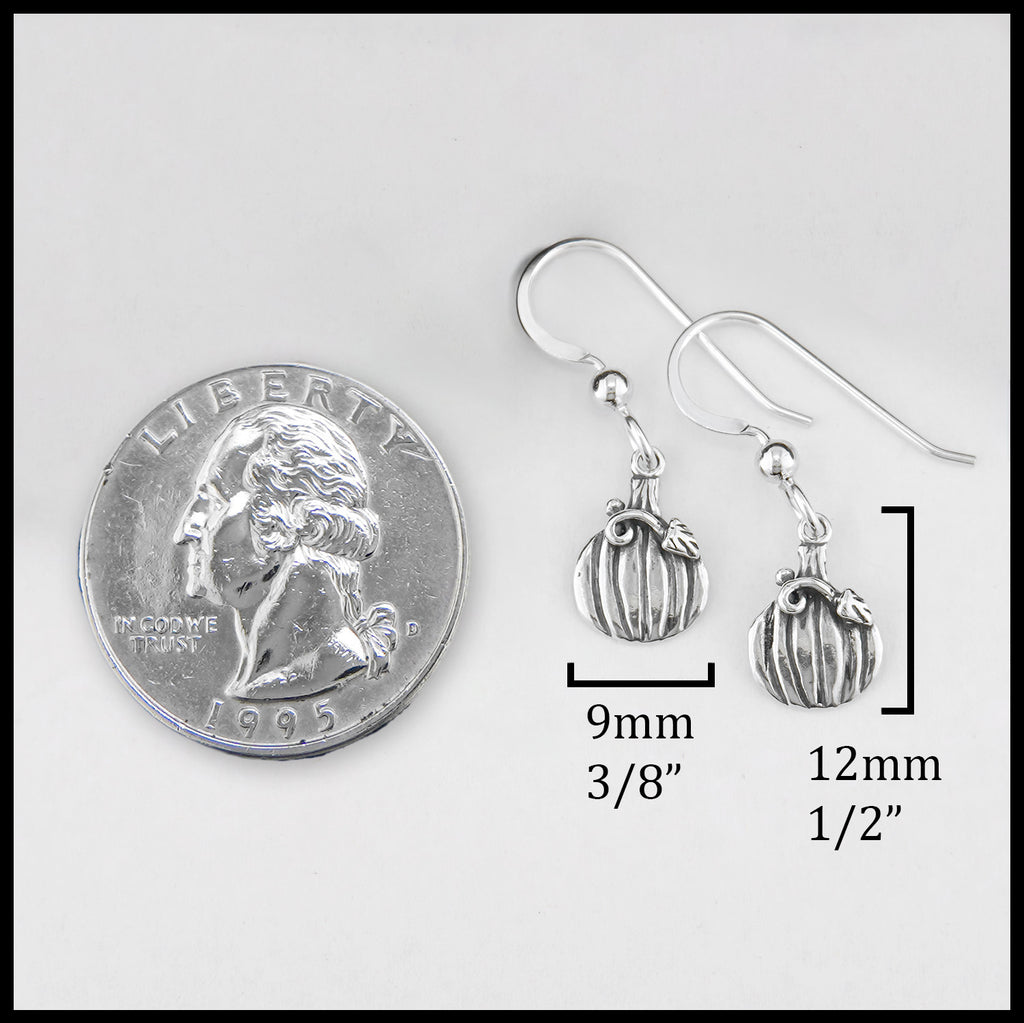 Pumpkin Drop Earrings 12mm long, 9mm wide