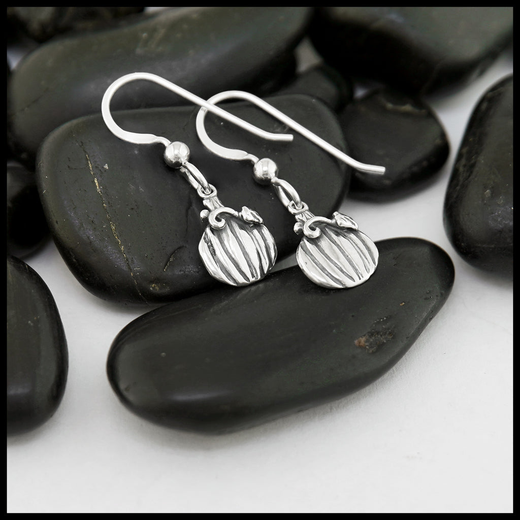 Sterling Silver Pumpkin Drop Earrings