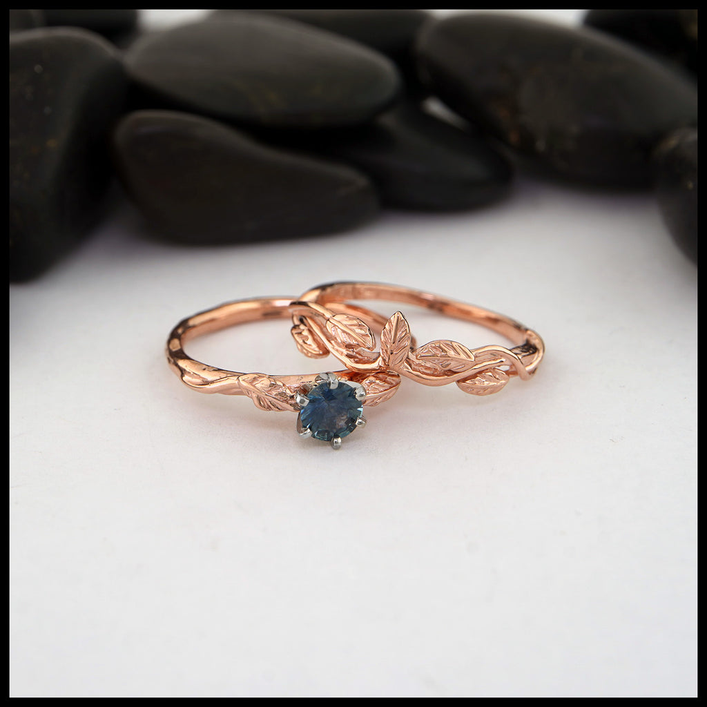 Separation View engagement ring and shadow chevron band