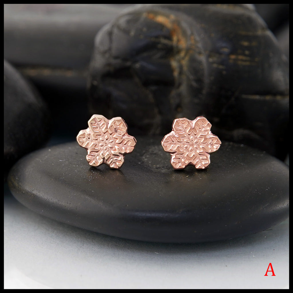 Dainty Snowflake Earrings in Gold: Style A