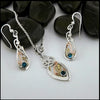 Swiss Blue Topaz Frame Pendant and Earrings Set