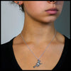 Flying Witch Pendant and Earring Set in silver