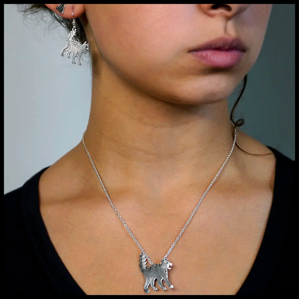 Scaredy Cat Pendant and Earring Set
