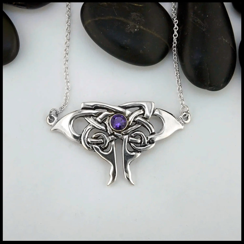 Amethyst Moth Pendant