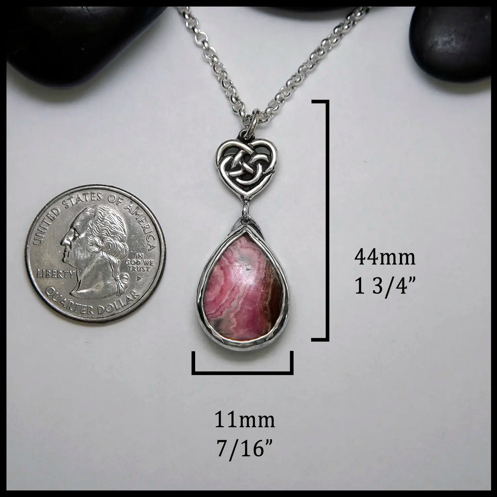 Rhodochrosite Heart Pendant in Sterling Silver
44mm x 11mm