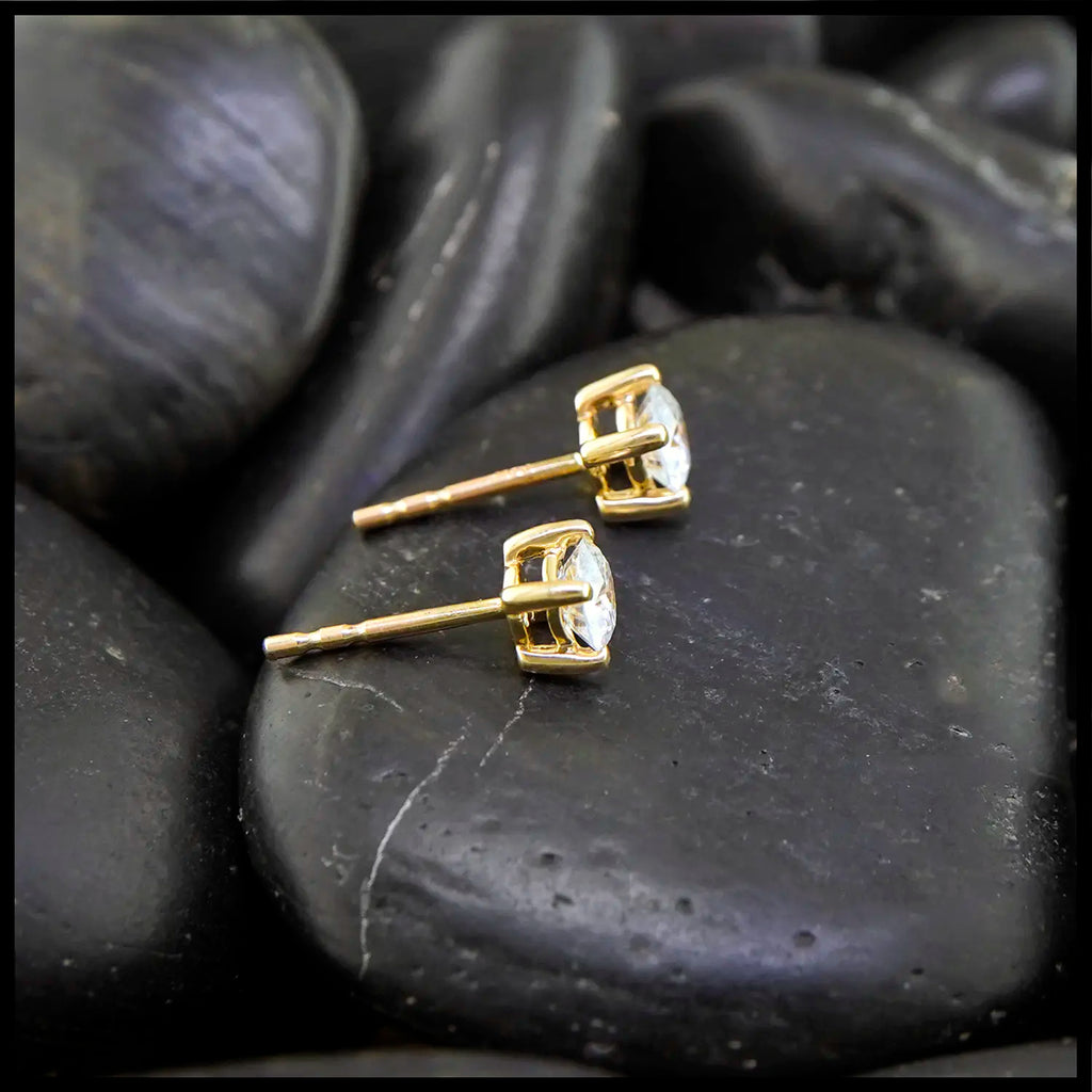 1/2 Carat Lab Grown Diamond Post Earrings in 14K Yellow Gold
