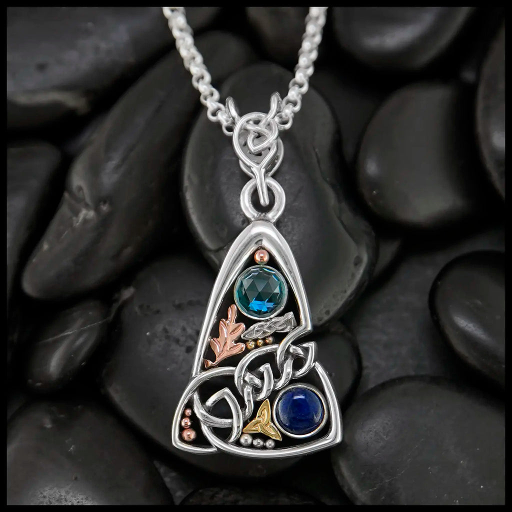 Custom Blue Topaz and Lapis Pendant