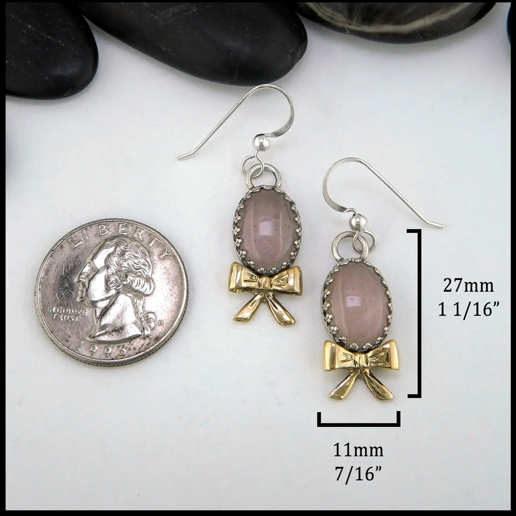 Rose Quartz Drop Earrings in Sterling Silver and 18K Gold
27mm x 11mm