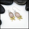 Rose Quartz Drop Earrings in Sterling Silver and 18K Gold