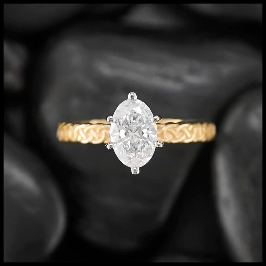 Oval Josephine's Knot Diamond Ring with 1ct Lab Diamond