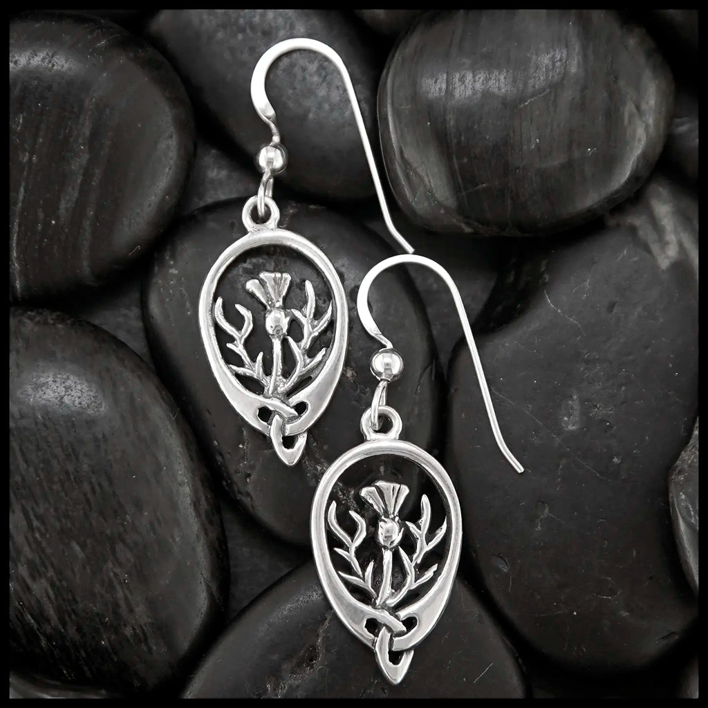 Scottish Thistle Earrings in Silver