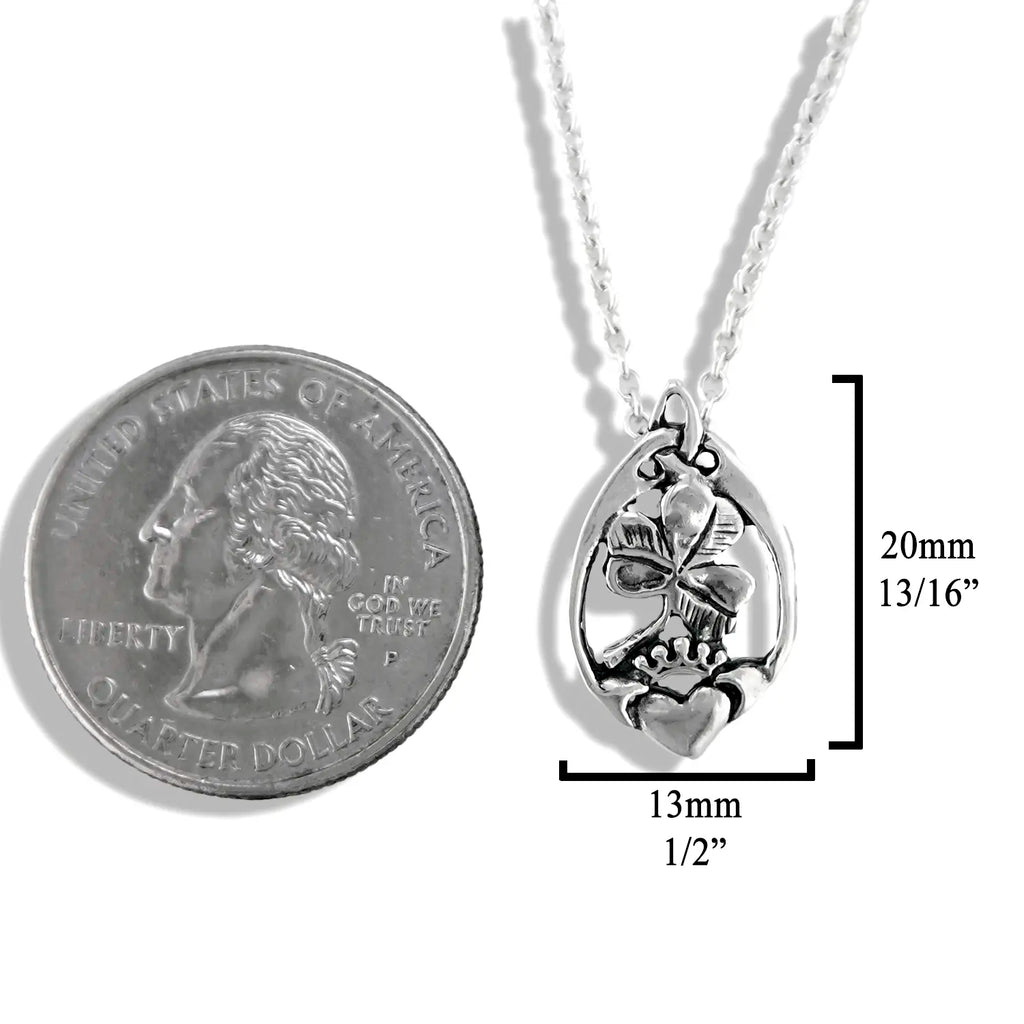 Claddagh and Shamrock Pendant in Silver