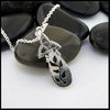 Agate Pendant in Sterling Silver and 18K Gold-reverse leaf detail