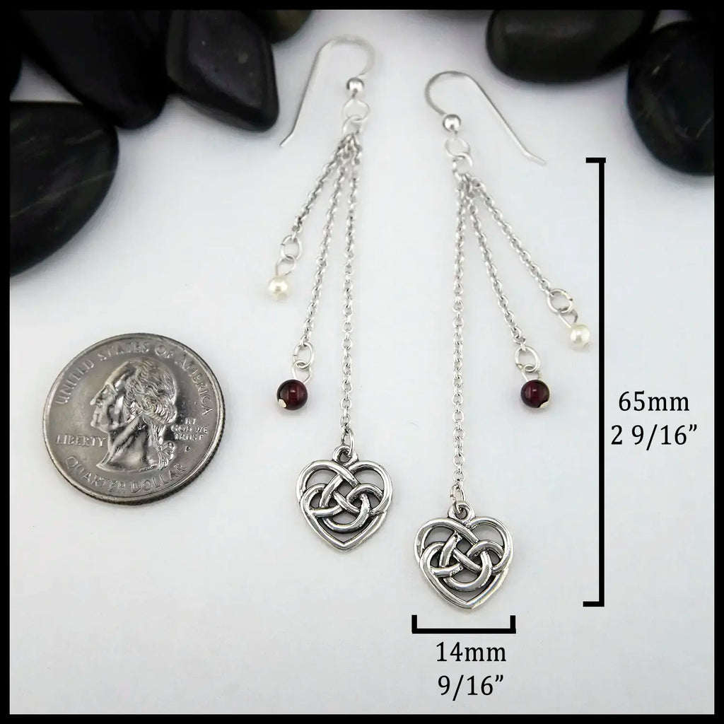 Robin's Heart Custom Chained Drop Earrings in Sterling Silver
65mm x 14mm