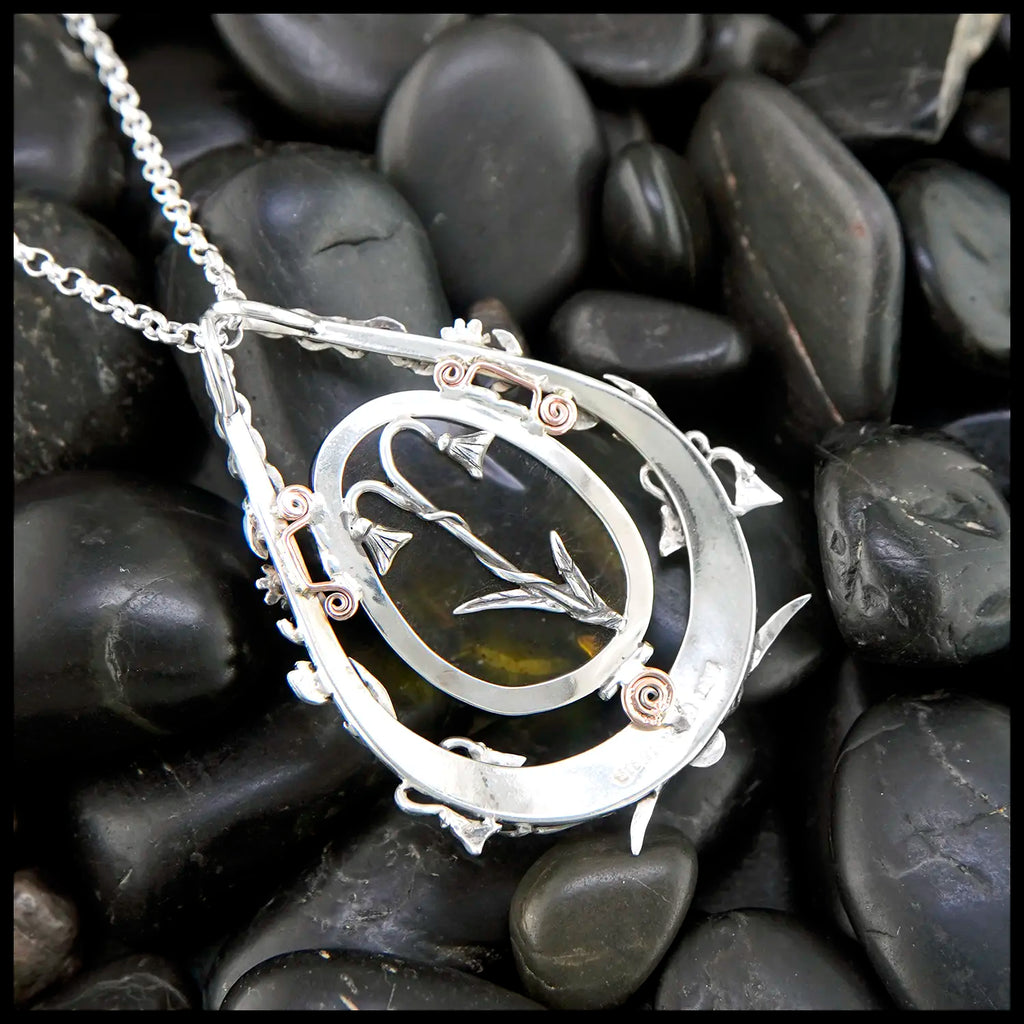 Amber Bloom Pendant in Sterling Silver and 14K Rose Gold