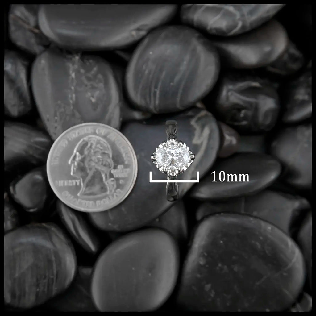 10mm Face- 14K White Gold, 1ct Oval Lab Diamond