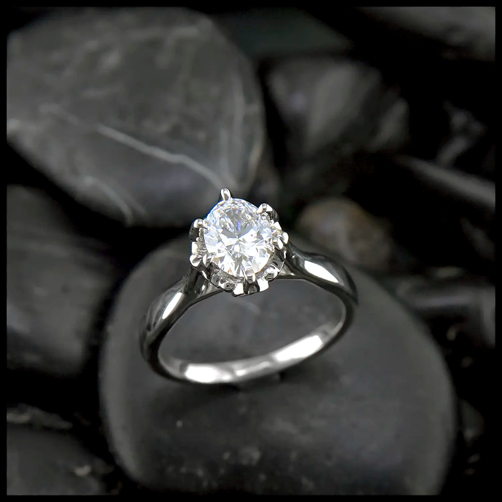The Álainn Ring- 14K White Gold, 1 Carat Oval Lab Diamond