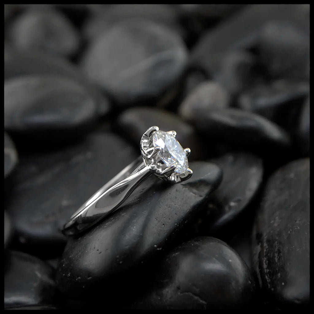 The Álainn Ring- 14K White Gold, 1 Carat Oval Lab Diamond