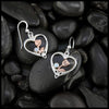 Heart Shaped Rose Earrings in Sterling Silver and 14K Rose Gold- Set with Opal