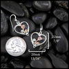 Heart Shaped Rose Earrings in Sterling Silver and 14K Rose Gold- 22mm x 20mm