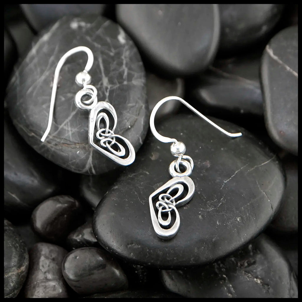 Gossamer Heart Drop Earrings in Sterling Silver