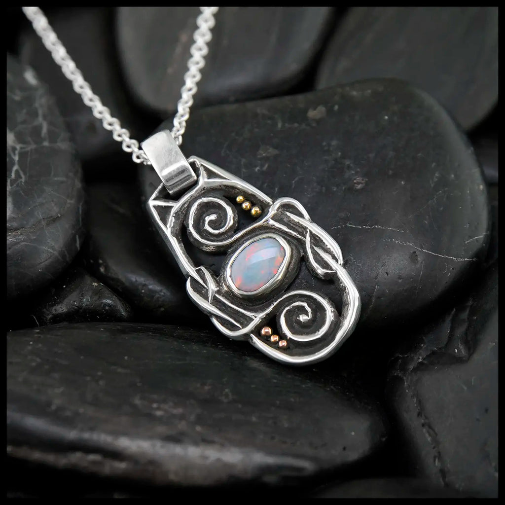 White Opal Pendant in Sterling Silver