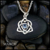 Trinity Knot Heart Birthstone Pendant - March