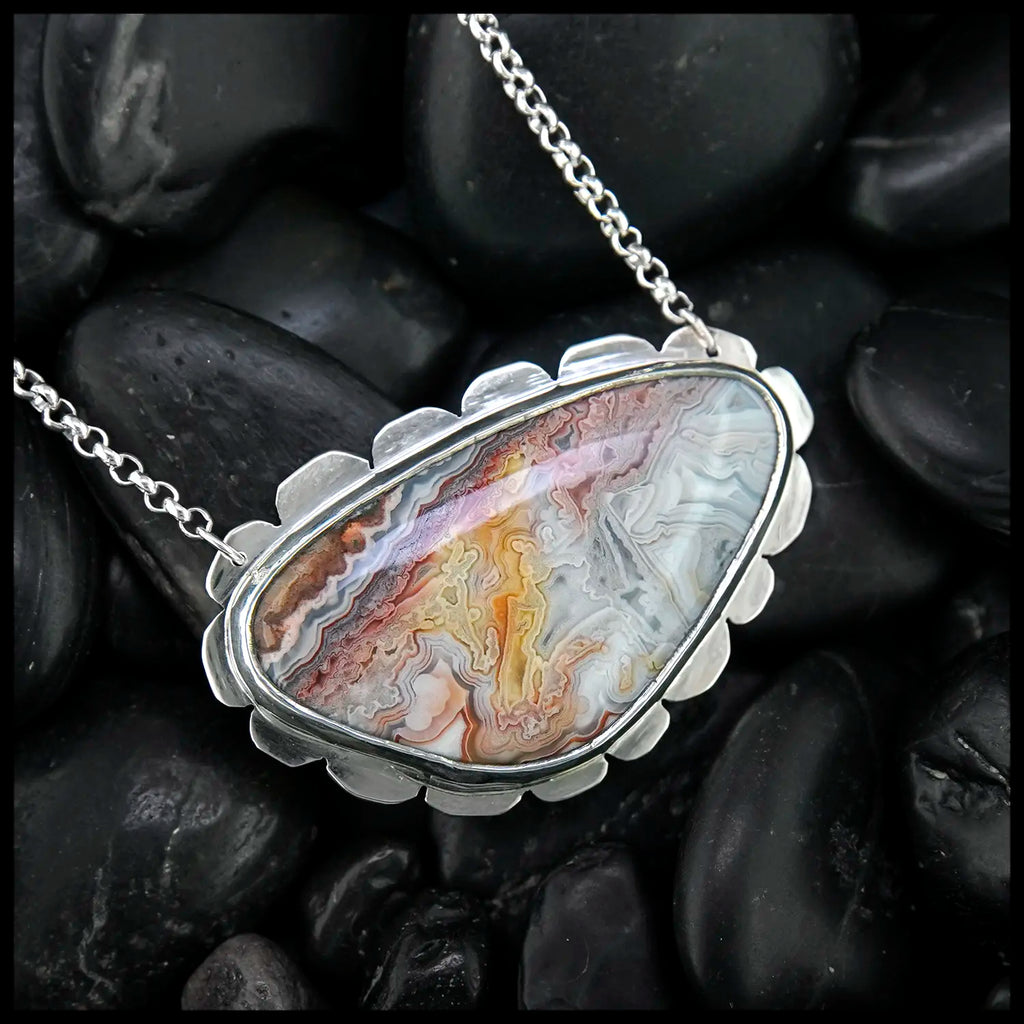 Crazy Lace Agate Pendant in Sterling Silver