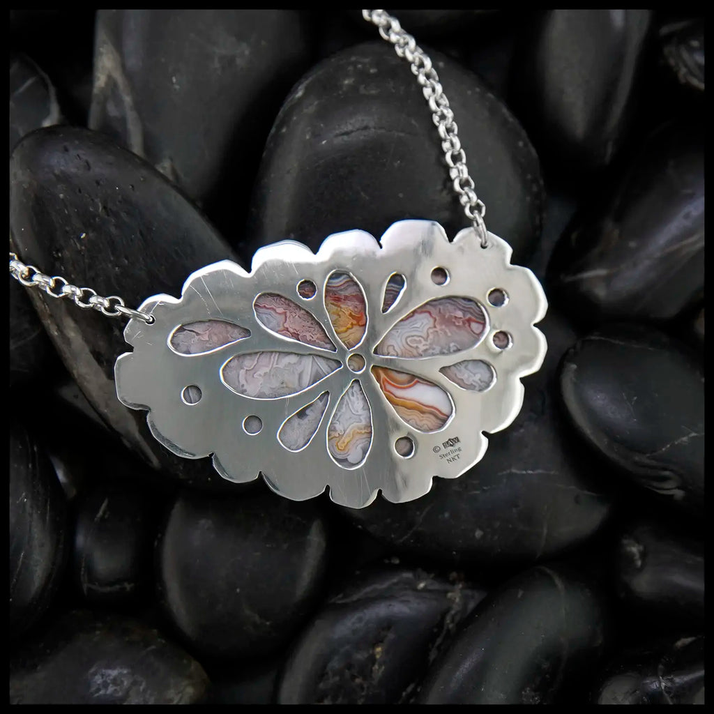 Crazy Lace Agate Pendant in Sterling Silver