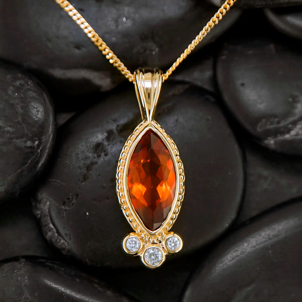 Custom Citrine and Diamond Pendant