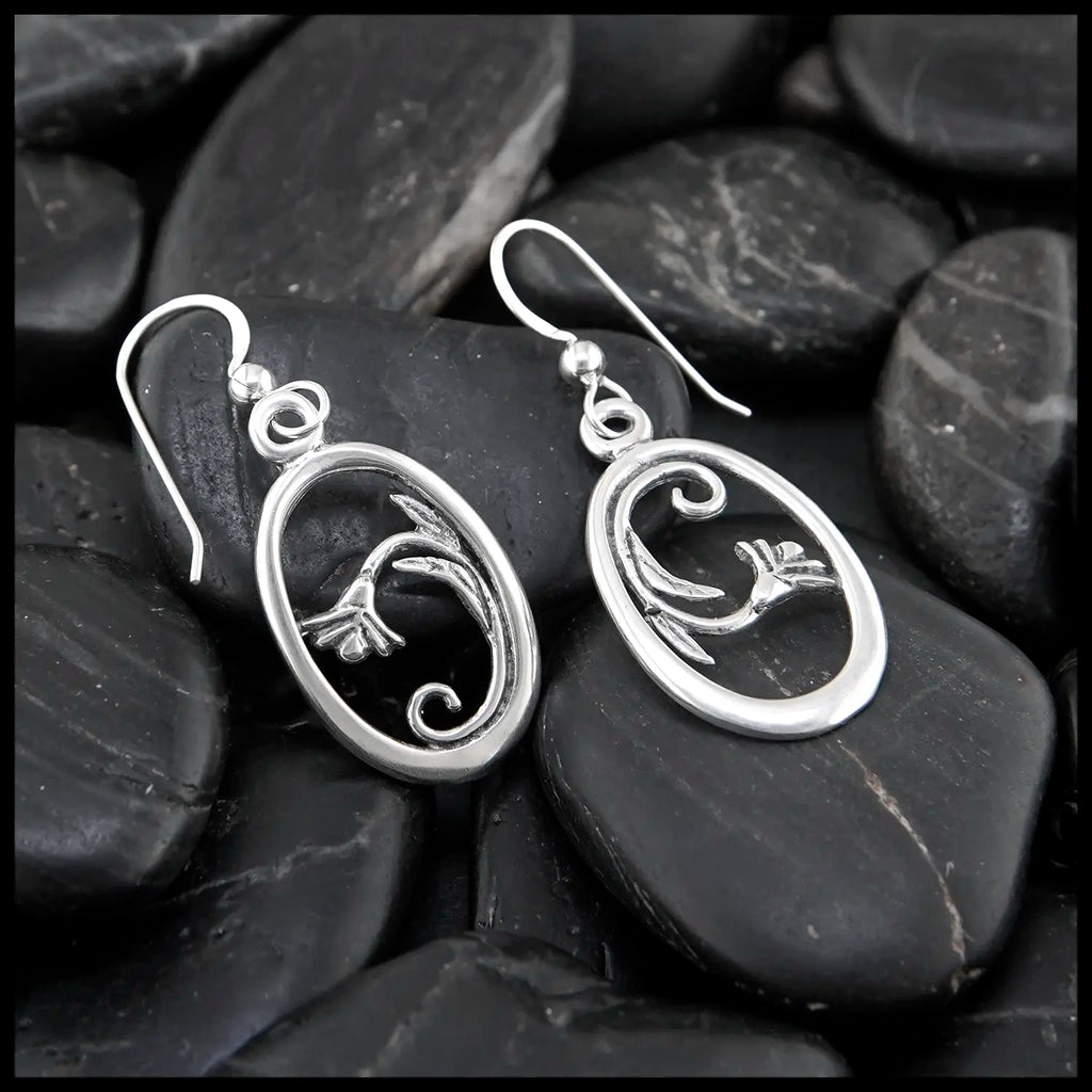 Sterling Silver Floral Drop Earrings