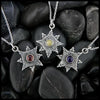 Celtic Waypoint Compass Pendants in Sterling Silver: Garnet, Connemara Marble, and Amethyst