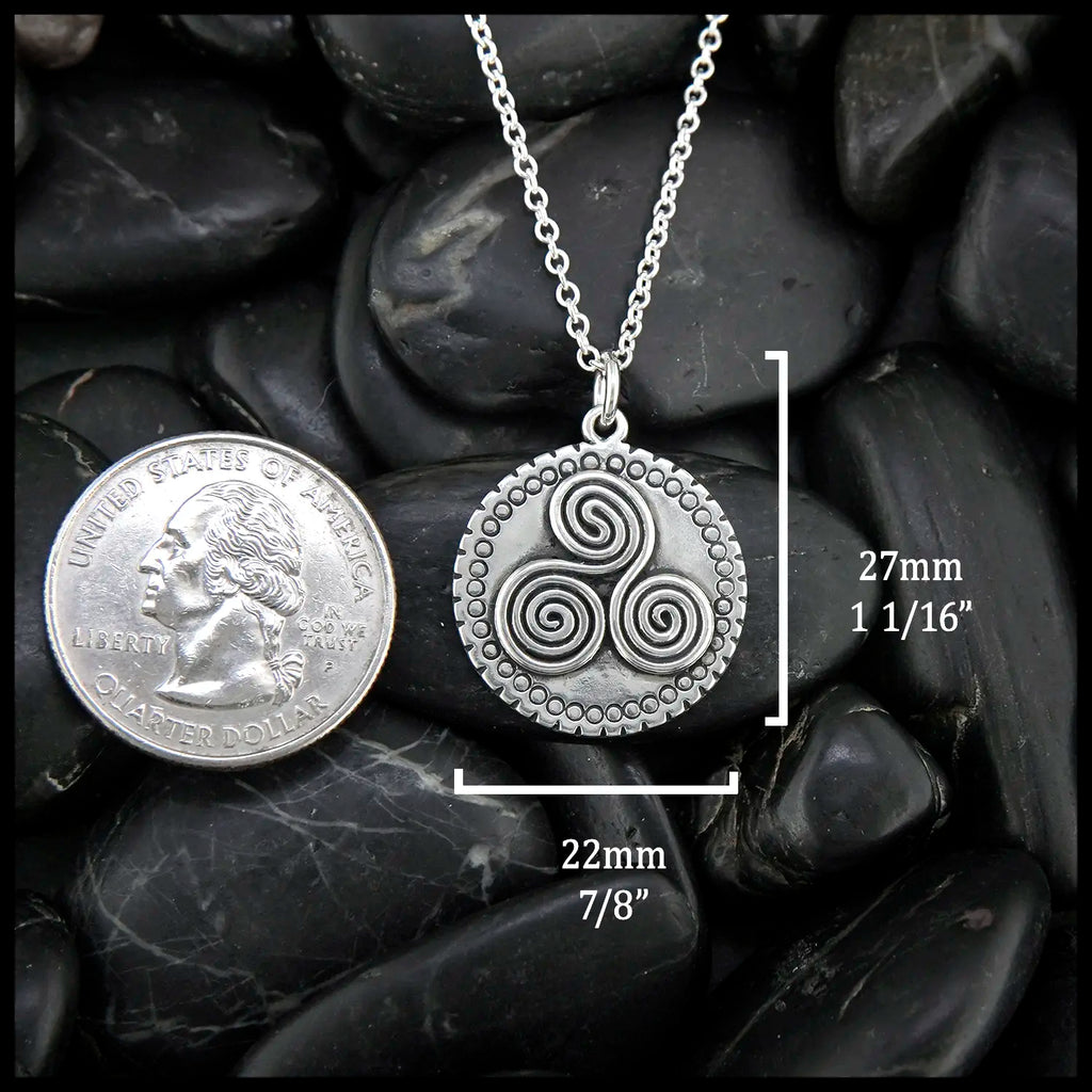 Newgrange Triskele Pendant in Sterling Silver
27mm x 22mm