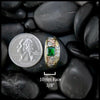 Emerald and Diamond frame ring in 14K Yellow, Rose and white gold.