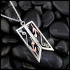 Twin Tulip Pendant in Sterling Silver and 14K Rose gold with Peridot and 18K Yellow Gold Beads