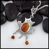 Maple Drop Jasper and amber pendant in sterling silver