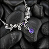 Tulip Bar Necklace in Sterling Silver with Amethyst and Lab Alexandrite