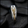 Montana Sapphire and Diamond Frame ring in 14K White and 18K Yellow Gold