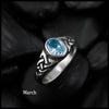 Knotwork Birthstone Ring in Sterling Silver: March