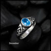 Knotwork Birthstone Ring in Sterling Silver: December