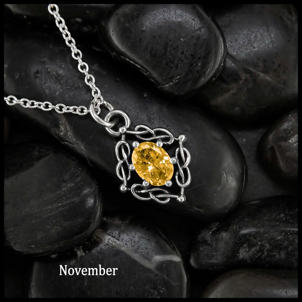 Weaving Celtic Birthstone Pendant in Sterling Silver- November