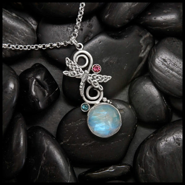 Custom Dancing Dragonfly Moonstone Pendants