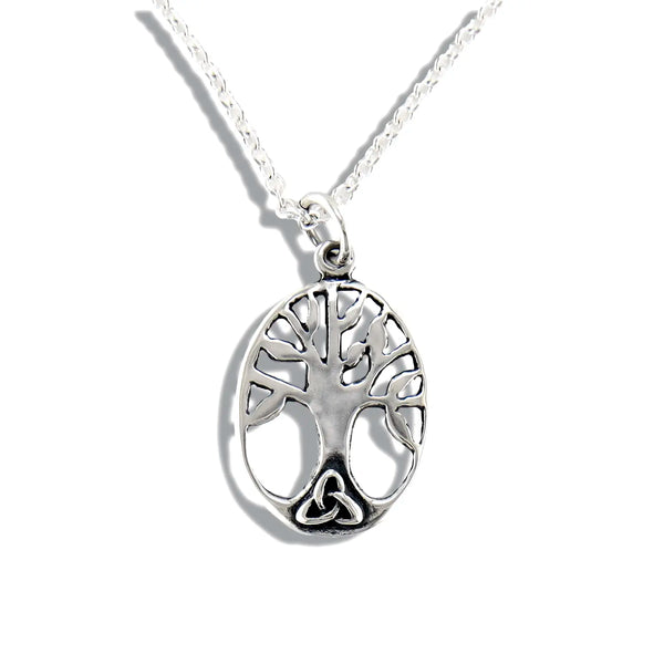 Oval Family Tree Pendant in Silver