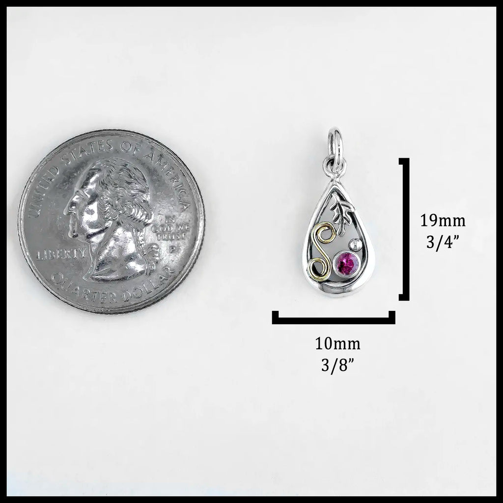The measurements of this pendant are: 19mm or 3/4" Tall and 3/8" or 10mm 