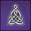 White Celtic Mother's knot design on a purple t-shirt.